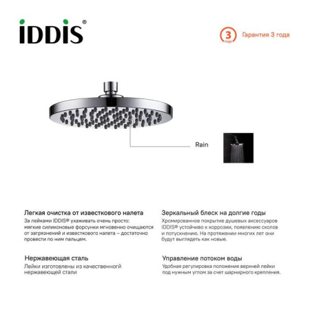 Верхний душ IDDIS Built-in Shower Accessories 00120RPi64, хром